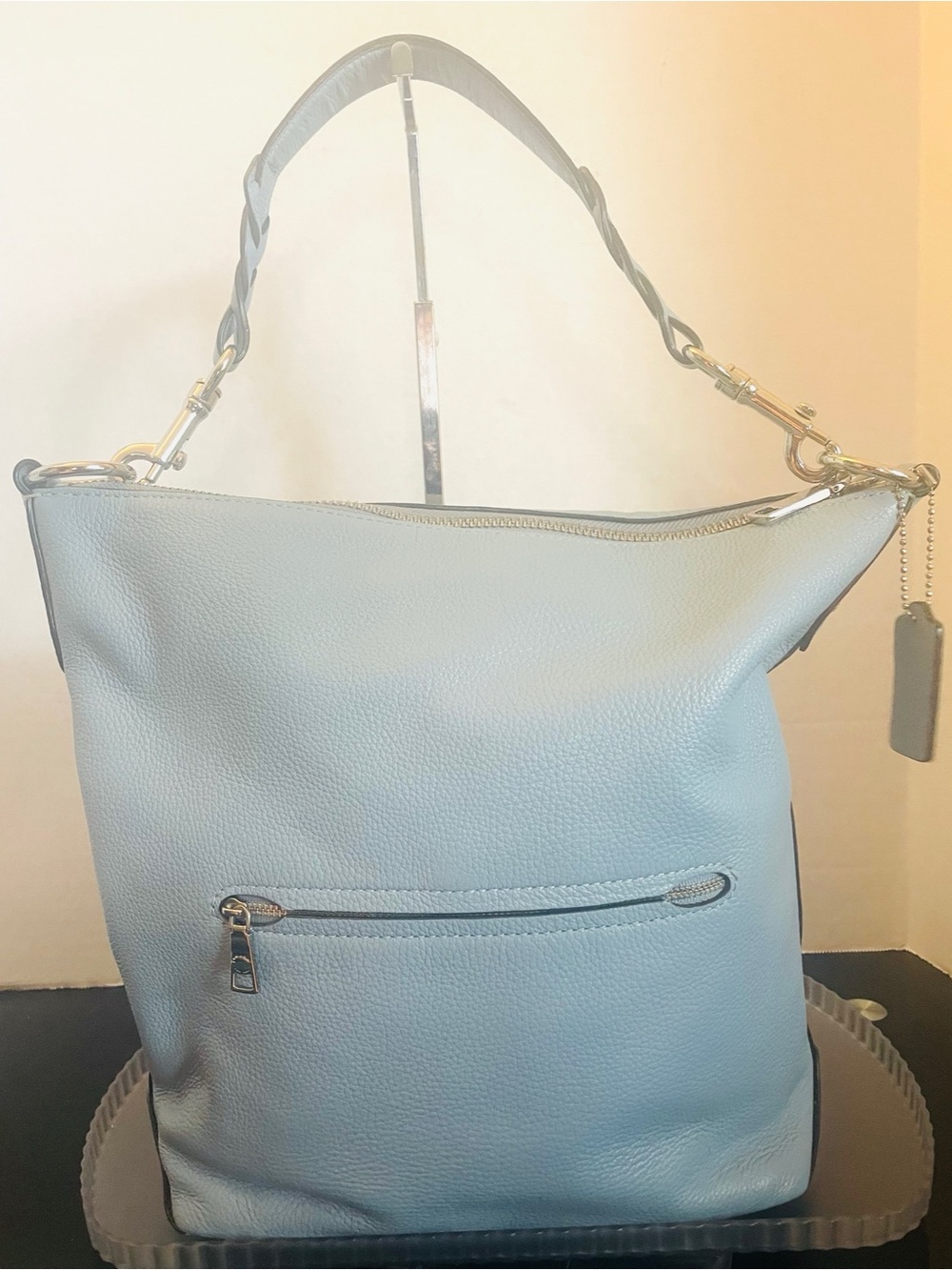 Coach Abbey F31507 Pebbled Leather Shoulder Bag in Light Blue - Picture 2 of 10